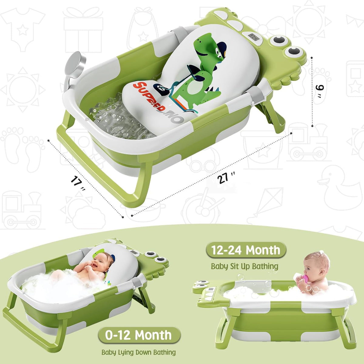 SUPERBE compact baby bathtub with insert for newborns
