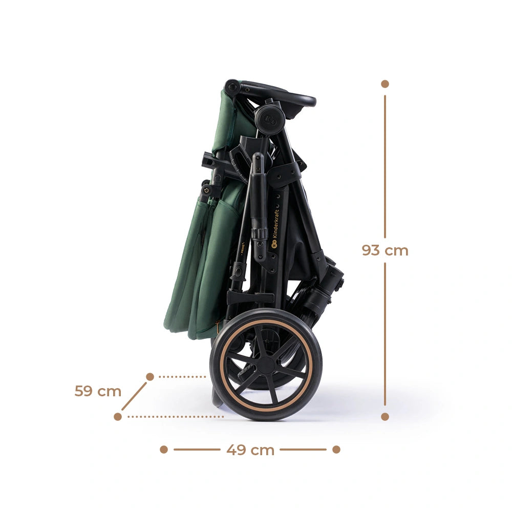 KINDERKRAFT PRIME2 PRO 3i1 multifunktionel barnevogn op til 22kg + MINK PRO autostol