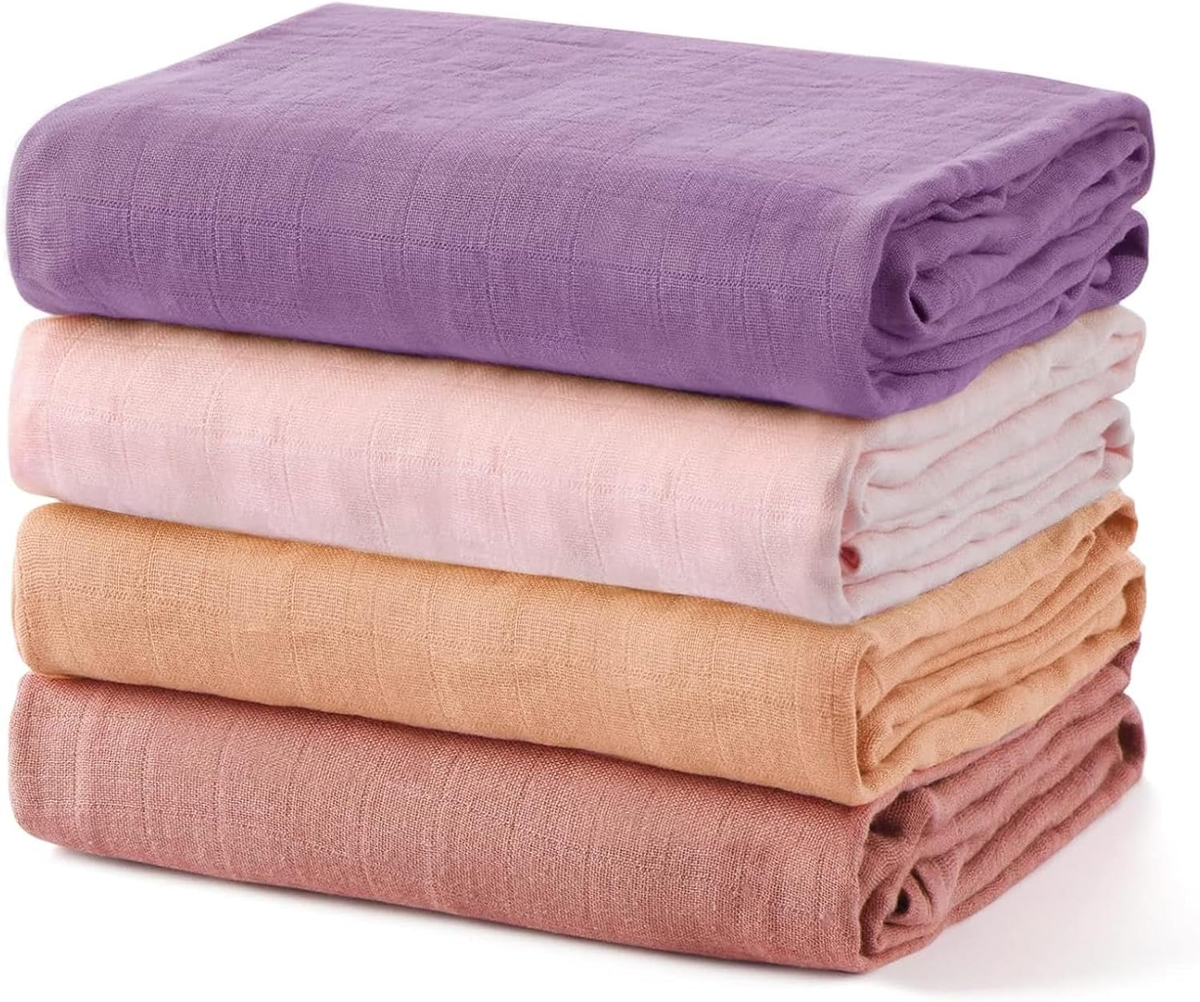 MOMCOZY otulacze muślinowe x4 bambus bawełna 120x120
