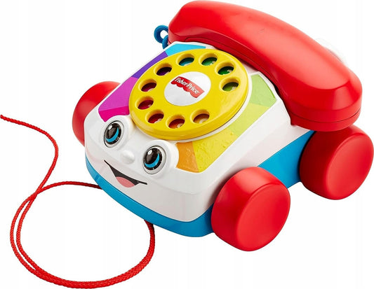 FISHER-PRICE telefon do ciągnięcia 12m+ z tarczą, dźwiękiem dzwonka i ruchomymi oczami dla dzieci