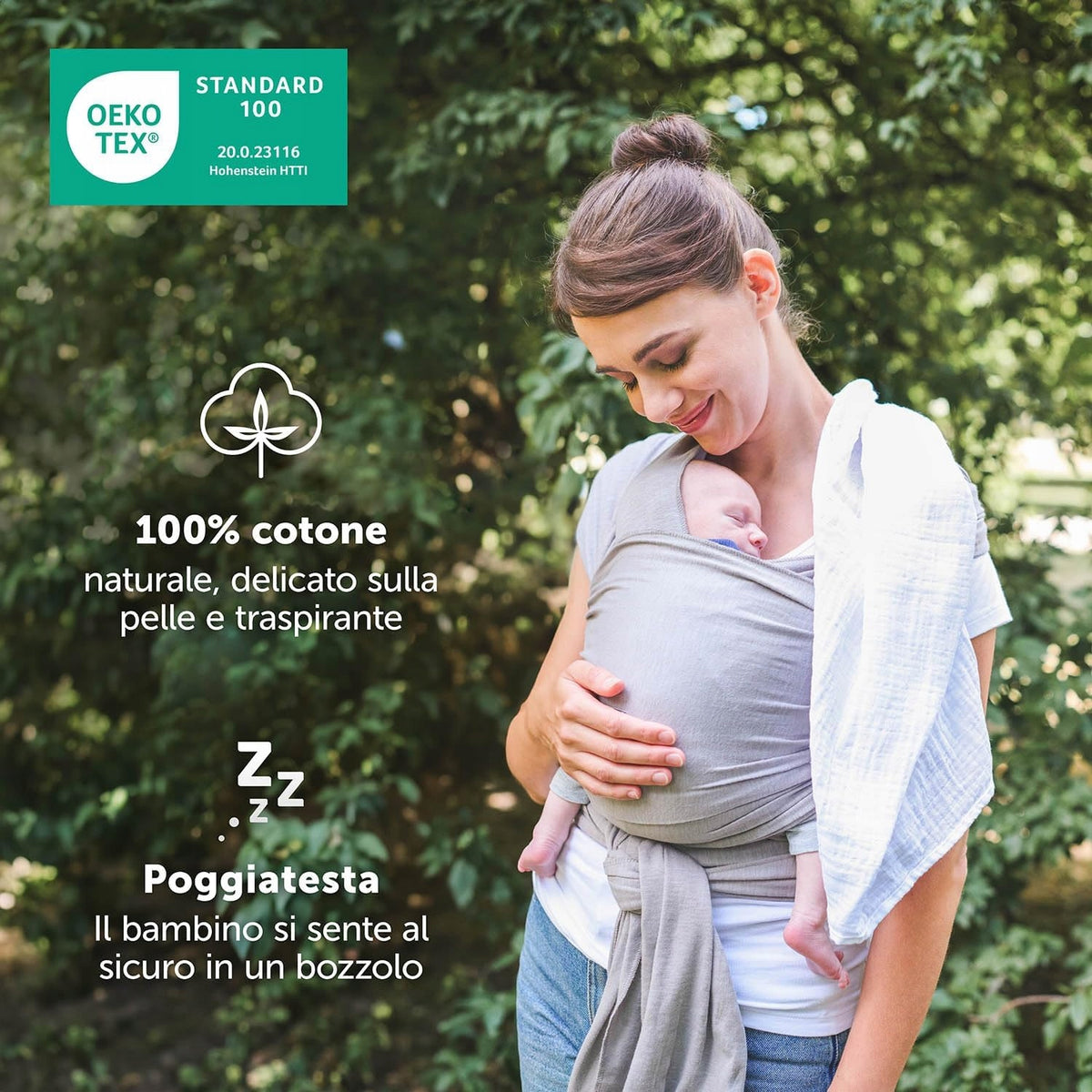 LALENI écharpe extensible pour porter bébé jusqu'à 15 kg