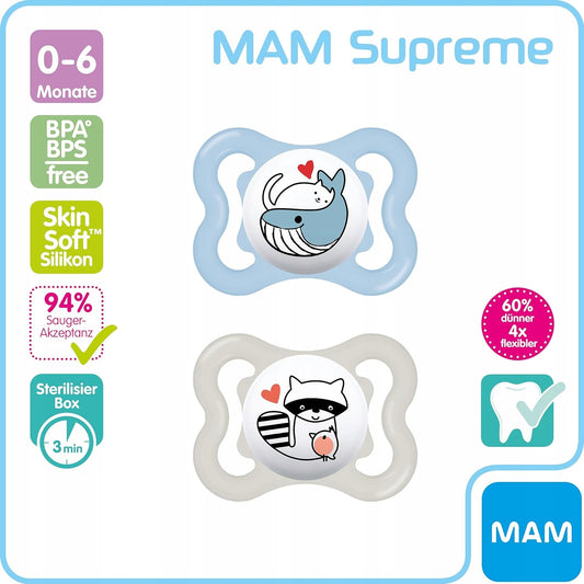 MAM Supreme Silikonschnuller 0-6 Monate x2