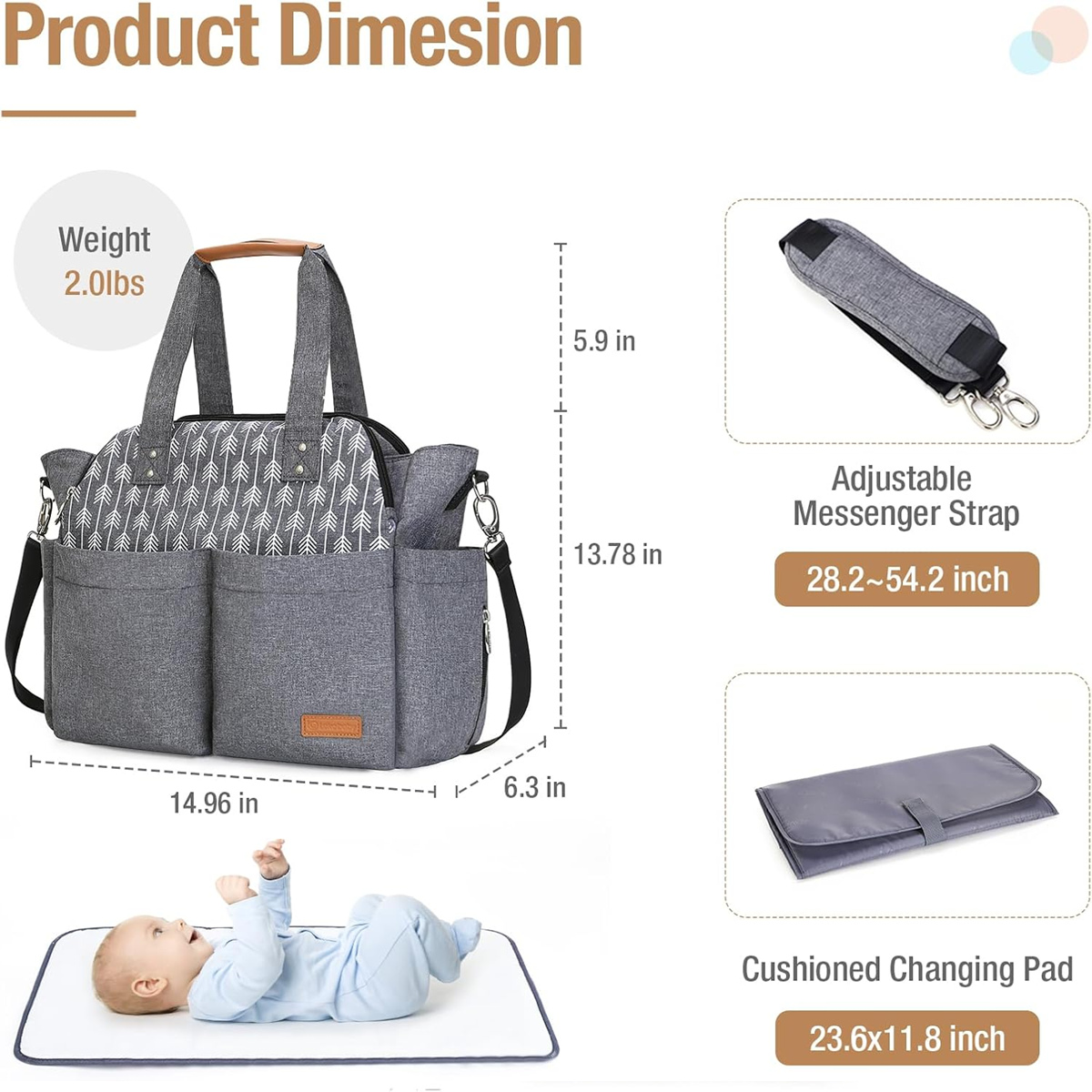 LEKEBABY saco para carrinho + muda-fraldas