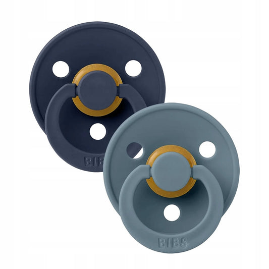 BIBS COLOUR smoczki uspokajające 2pack kauczuk 0-6msc, niebieskie smoczki dla niemowląt