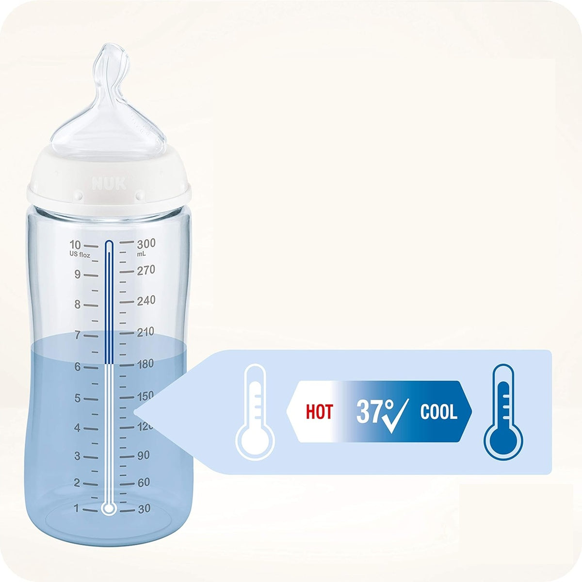 NUK First Choice+ 0–6 hónap CUMISÜVEG 300 ml hőmérsékletjelző TIGRIS