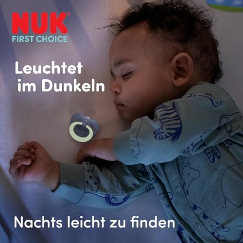 NUK First Choice Classic smoczek uspokajający 18-36m x2 świeci w ciemności, łatwy do znalezienia w nocy
