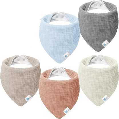 LULU MOON bibs, snap muslin bandanas