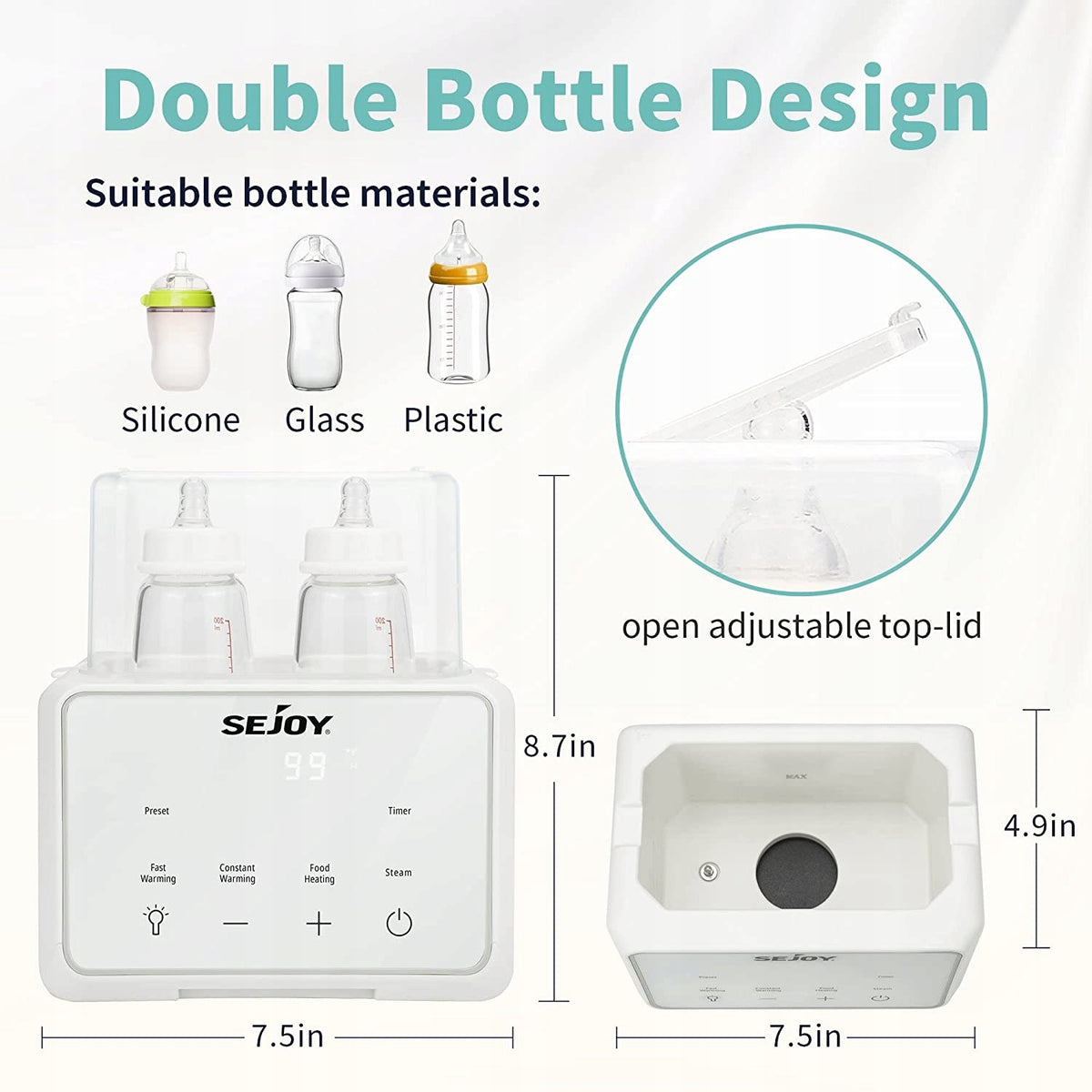SEJOY dupla cumisüvegmelegítő sterilizátor 6 az 1-ben