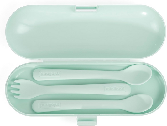 MINILAND Picknick-Besteck-Set + Etui, 4-teilig