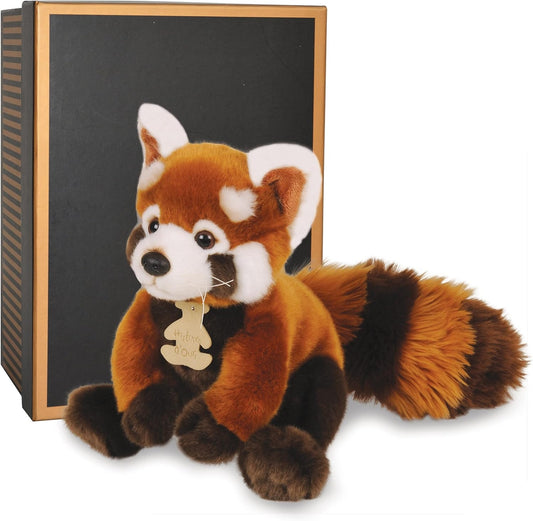 HISTOIRE d'OURS pluszowa przytulanka PANDKA RUDA 20 cm, miękka beżowo-brązowo-czarna panda dla dzieci 6 m+