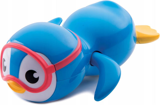 MUNCHKIN zabawka do kąpieli pływający pingwin 12,5 cm, niebieski pingwin do kąpieli dla dzieci 9m+