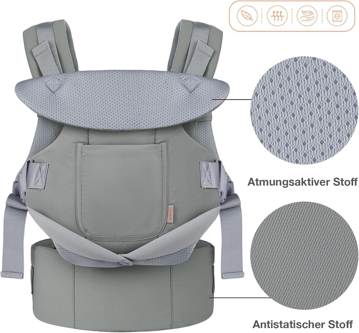 GAGAKU nosidło dla dziecka 4w1 4-36m maks 15kg, oddychający i antystatyczny materiał