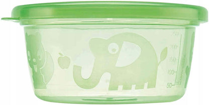 NUBY pojemniki na przekąski 6x300, zielony pojemnik 300 ml do mikrofalówki, zmywarki, lodówki i zamrażarki