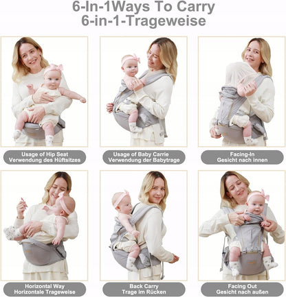 GROWNSY ergonomische drager met heupband 6-in-1
