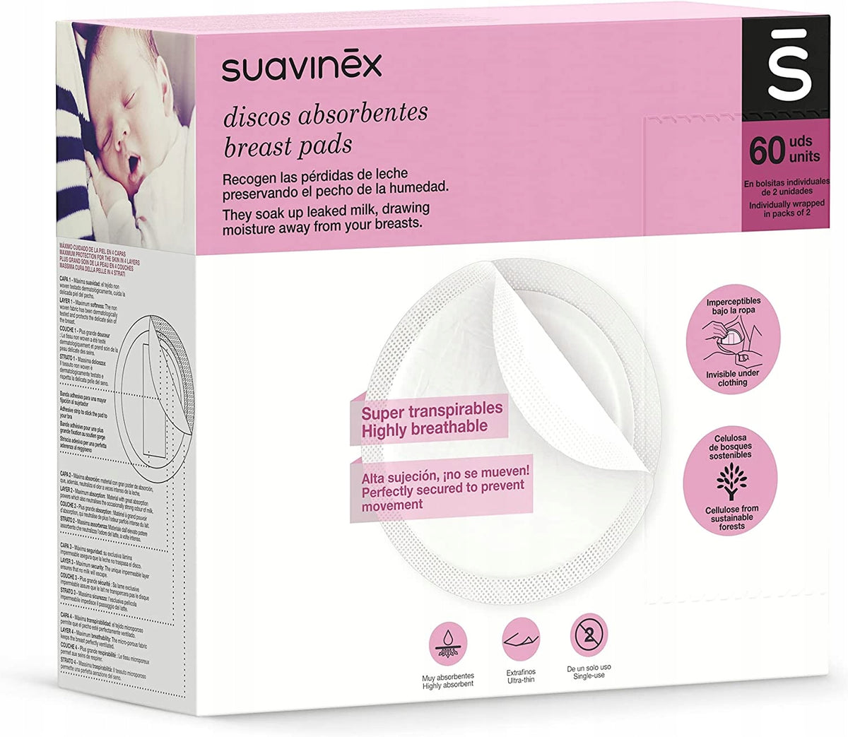 SUAVINEX COUSSINETS d’allaitement jetables x60