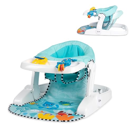Baby Einstein Sea of Support siedzisko 2w1 z wyjmowaną półką 4m+ dla niemowląt, turkusowe siedzisko z tacką