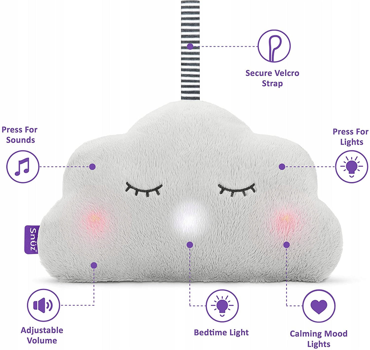 SNUZcloud pluszowy USYPIACZ szum bicie serca i światełka