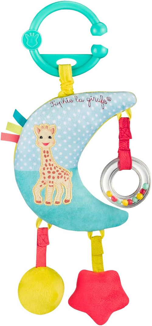 SOPHIE LA GIRAFE jucărie muzicală cu agățătoare pentru cărucior și pătuț 28 cm LUNĂ