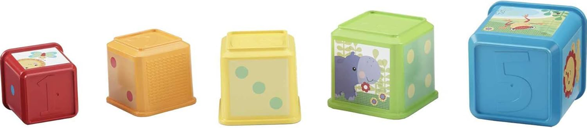 FISHER-PRICE Stack & Explore Blocks különböző méretű építőkockák, 5 db