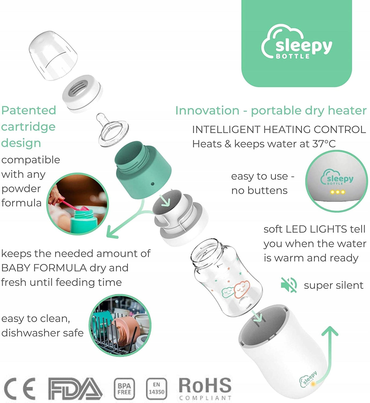 SLEEPY BOTTLE set de pornire încălzitor cu biberon