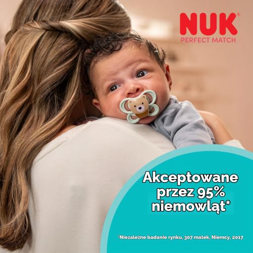 NUK Perfect Match Air smoczki uspokajające 0-6m x2 dla niemowląt, miękki silikon, tarczka Air, akceptowane przez 95% niemowląt
