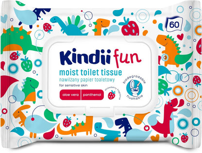 KINDII Fun fugtet toiletpapir, skylleligt x60