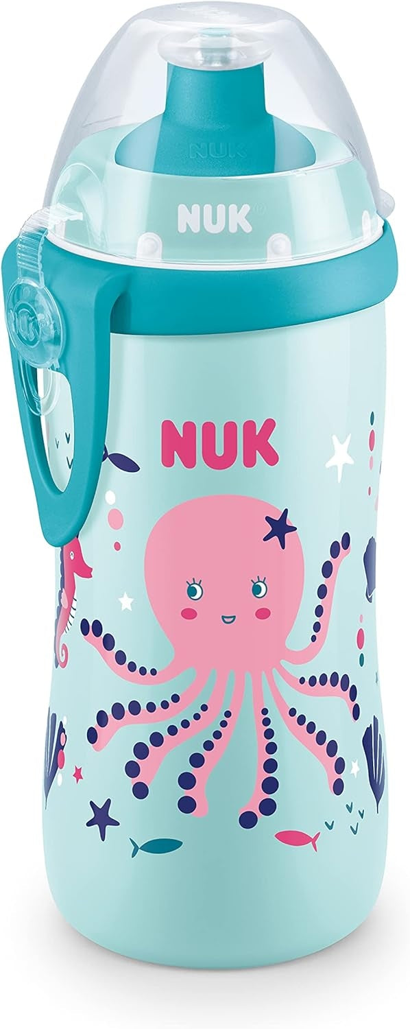 NUK Junior Cup STICLĂ 18 m+ tetină push-pull 300 ml EFECT CAMELEON