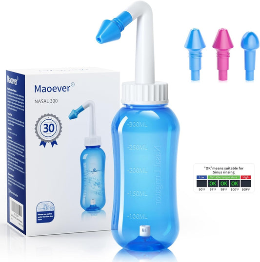 MAOEVER Nasal 300 irygator do nosa dla dzieci i dorosłych 3 końcówki 300 ml