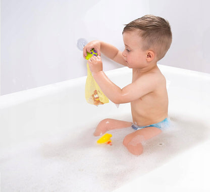 PLAYGRO 3 jucării de baie + plasă de depozitare cu ventuză