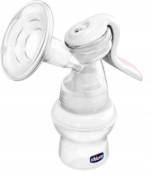 CHICCO Natural Feeling LAKTATOR RĘCZNY 150 ml U "O, biały laktator ręczny z butelką i smoczkiem