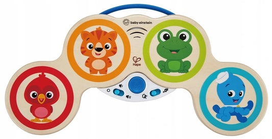 HAPE Magic Touch drewniane bębenki dotykowe 2, wielokolorowe bębenki muzyczne dla dzieci 6 m+