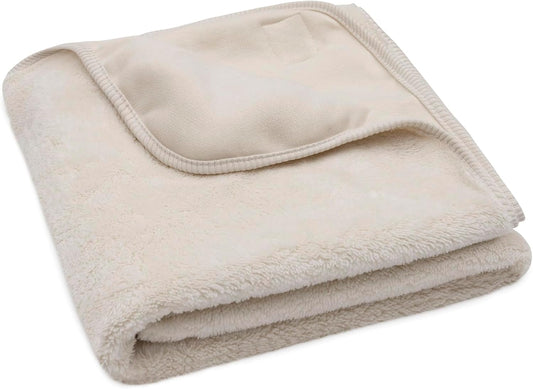JOLLEIN Basic kocyk Jersey/Sherpa 75x100 cm Oatmeal, miękki ciepły kocyk dziecięcy OEKO-TEX do łóżeczka i wózka