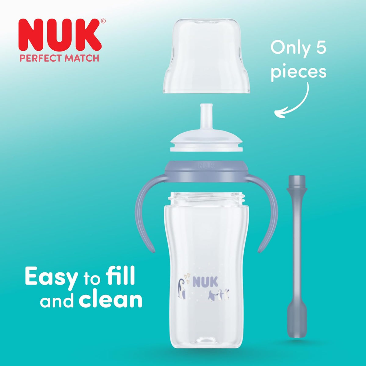 NUK Perfect Match kop med sugerør 260 ml 8m+
