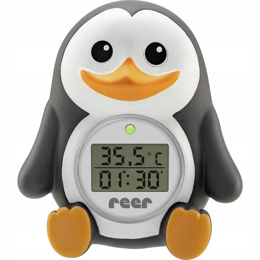 REER MyHappyPingu 2w1 cyfrowy termometr kąpielowy i pokojowy, pingwinowy termometr z timerem i stoparem