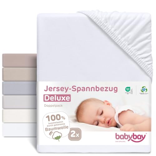 BABYBAY Deluxe jerseylagner 89x50 cm hvide 2 stk.