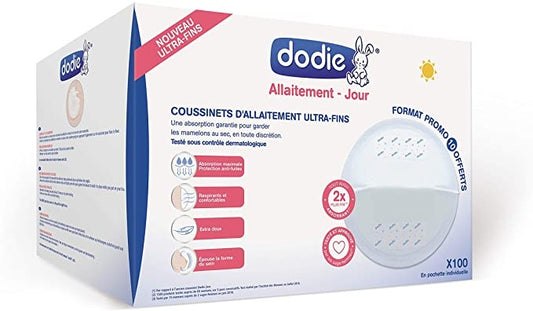 DODIE wkładki laktacyjne 100 sztuk, chłonne i oddychające wkładki przeciw przeciekaniu, miękkie i wygodne