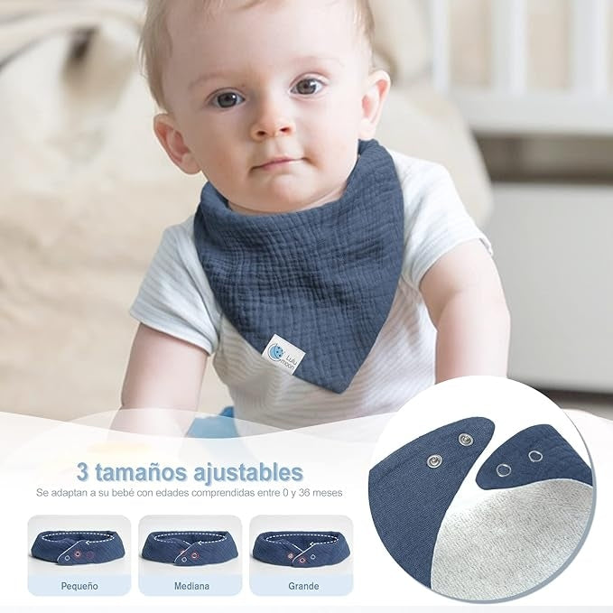 LULU MOON bibs, snap muslin bandanas