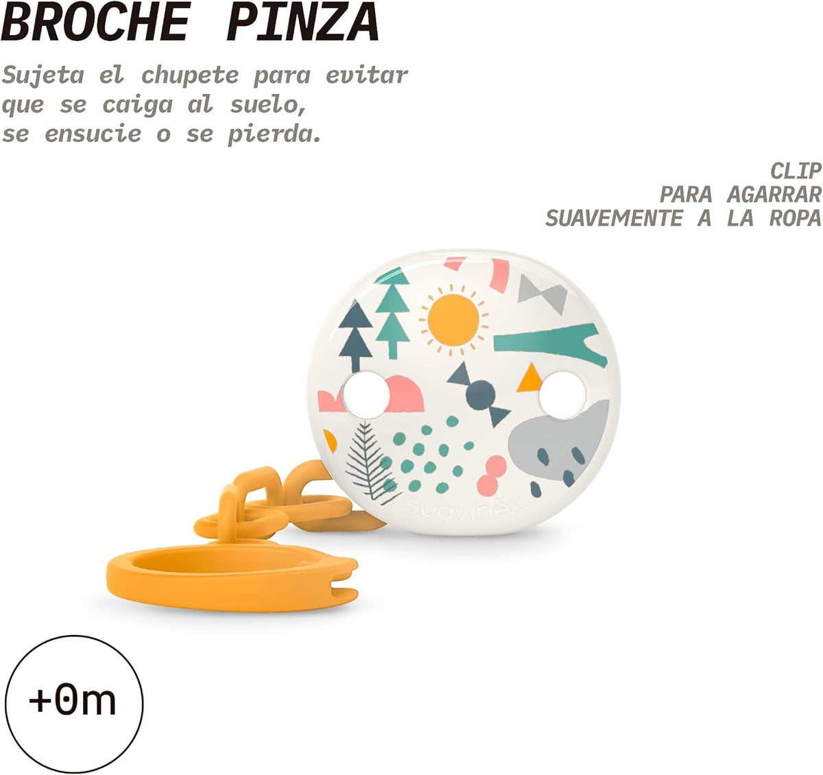 SUAVINEX Dreams zawieszka do smoczka z klipsem 0+ różowa, uchwyt do smoczka z klipsem i łańcuszkiem