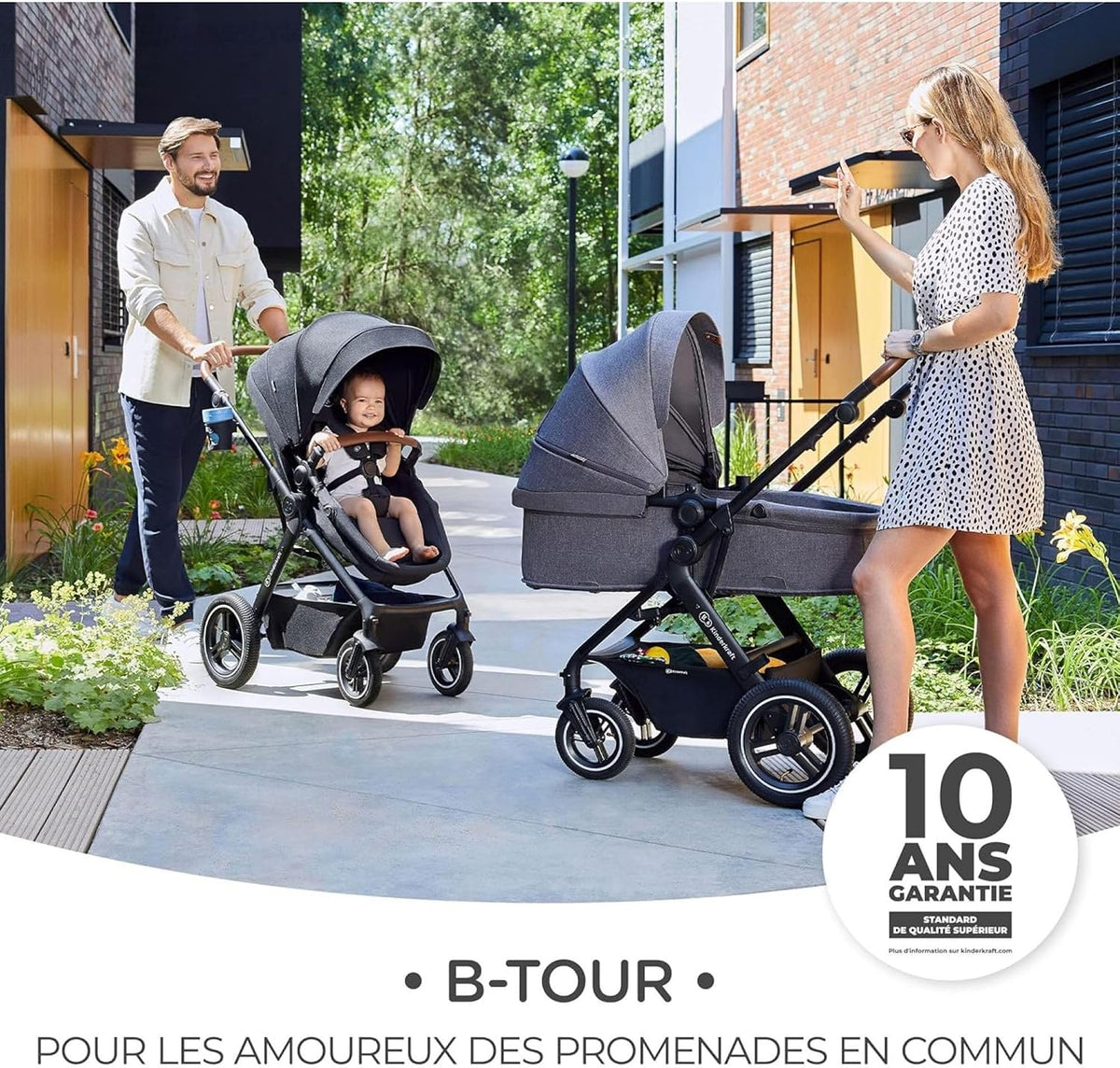 KINDERKRAFT B-TOUR 3i1 multifunktionel barnevogn op til 22kg + MINK PRO autostol