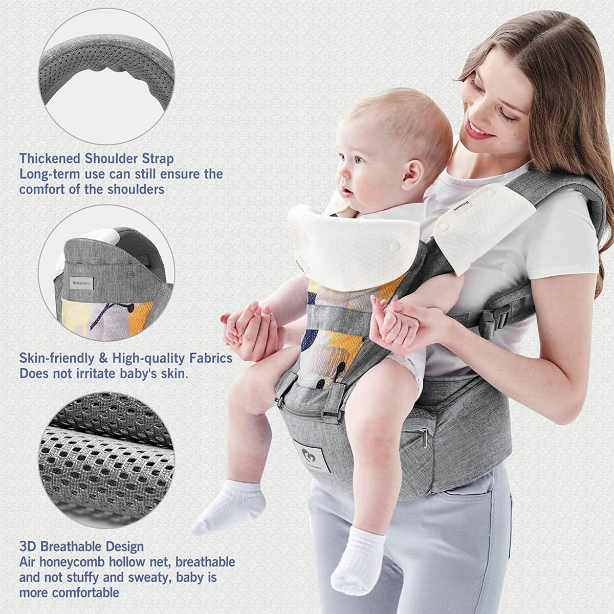 BELLABABY porte-bébé ergonomique avec ceinture abdominale 3-en-1 0-36 mois