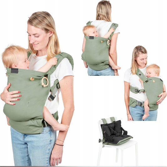 BABYMOOV MOOV&BOOST nosidełko ergonomiczne podwyższenie 2w1, zielone nosidło i siedzisko dla dziecka