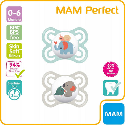 MAM Perfect suzetă liniștitoare x2 0-6luni+ cutie