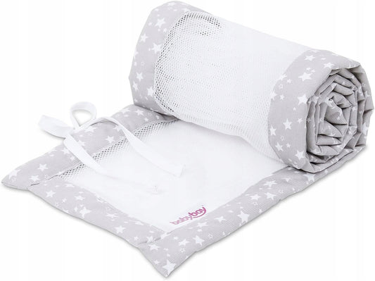 BABYBAY ochraniacz do łóżeczka 149x24, przewiewny ochraniacz siatkowy z gwiazdkami do bezpiecznego snu niemowlęcia