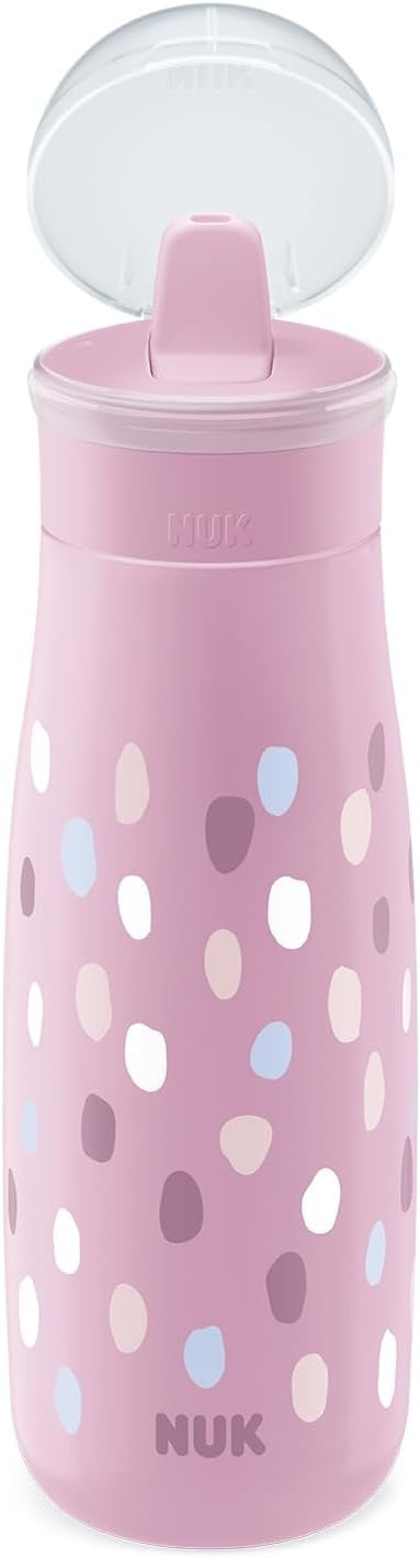 NUK Mini-Me Flip stalowa butelka ze słomką i ustnikiem 500 ml 12 m+