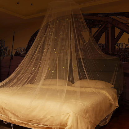 GLOW BED moustiquaire pour lit bébé, baldaquin avec étoiles fluorescentes