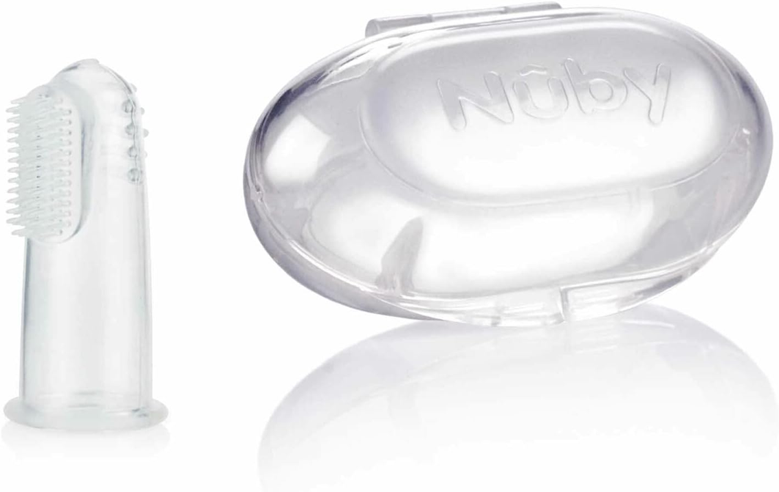 NUBY silikontandborste för finger + etui