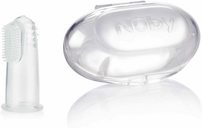 NUBY silikontandborste för finger + etui