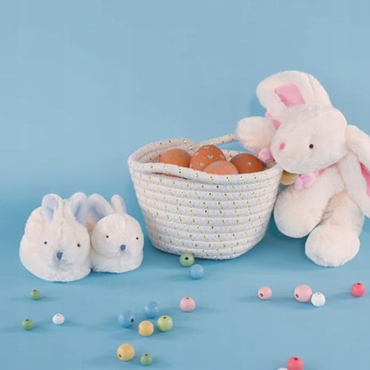 DOUDOU et COMPAGNIE miękkie buty dla niemowląt z grzechotkami KRÓLIKI
