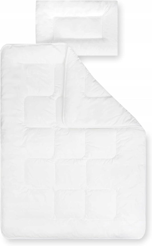 JULIUS ZOLLNER BASIC komplet poduszka i kołderka 100 x 135 cm/40 x 60 cm, biała dla niemowląt