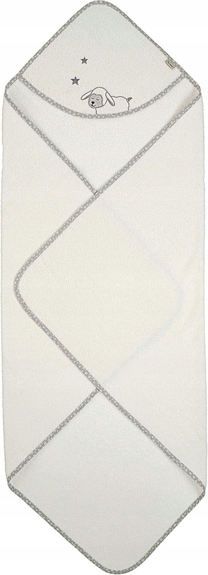 STERNTALER Stanley Owca RĘCZNIK Z KAPTUREM 80X80cm "O miękki biały ręcznik kąpielowy dla dzieci z kapturem i motywem owieczki